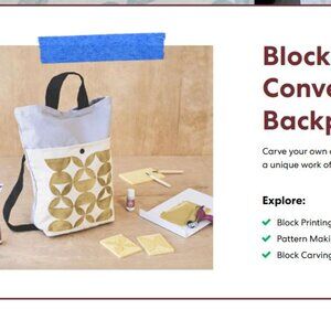 KiwiCo Block-Printed Convertible Backpack Kids Arts and Crafts